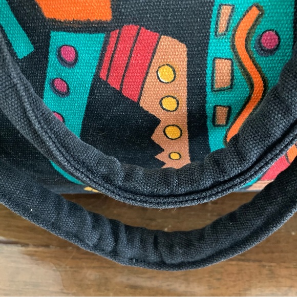🧡💚💙💜bright cotton canvas duffel /w zip inner pocket Happy dancers/ musicians - Picture 15 of 16